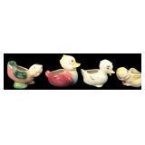 Set of 4 Hand-Painted Ceramic Duck Planters