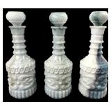 Slag Glass Liquor Decanters with Stoppers, Pr. 3