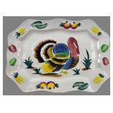 Hand-Painted Ceramic Turkey Platter Made in Japan