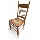 Oak Pressed Back Dining Chair with Cane Seat
