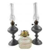 Lamplight Farms Glass Oil Lamp and Pair of Metal L