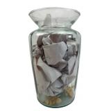 Hand-Blown Clear Glass Flared Rim Vase, 10' H