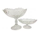 Two Pressed Glass Pedestal Bowls
