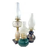 Lamplight and Assorted Glass Oil Lamps, Pr. 3