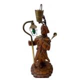 Anri Style Carved Wood Night Watchman Lamp