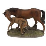 Hand-Painted Porcelain Horse and Foal Figurine