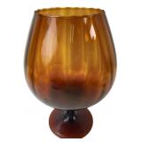 Amber Art Glass Oversized Brandy Snifter Vase