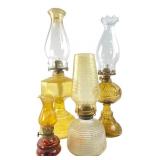 Assorted Vintage Glass Oil Lamps, Group of 4