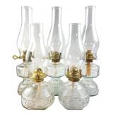 Group of 5 Pressed Glass Oil Lamps