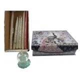 Punch Studio Decorative Box, Oil Lamp, and Candles