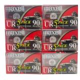 Maxell UR 90 Audio Cassette Tapes, 6 Sealed 5-Pack