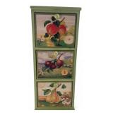 Mia Three-Drawer Decorative Fruit Motif Wooden Che