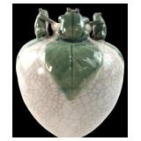 Ceramic Frog Vase with Crackle Glaze, 7' H
