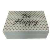 Decorative Glass Keepsake Box, Be Happy