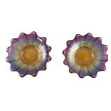 Pair of Iridescent Art Glass Bowls, 6' Dia.