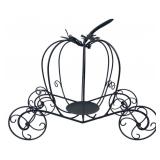 Black Metal Pumpkin Carriage Candle Holder 16x12'