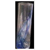 Blue Swirl Art Glass Cylinder Vase