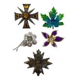Weiss and Assorted Vintage Brooches, Group of 5
