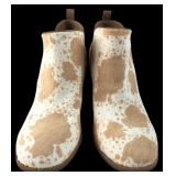 S¶fft Cow Print Hair-On-Hide Wedge Ankle Boots 10