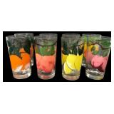 Set of Eight Fruit Motif Drinking Glasses