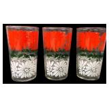 Set of Three Floral Pattern Drinking Glasses, 5'