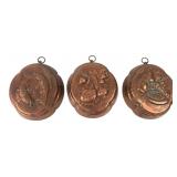 Set of Three Decorative Copper Wall Molds, 4'