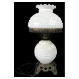 EF & EF Industries Hobnail Milk Glass Lamp, 20' H