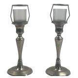 Pair of Metal and Glass Votive Candle Holders, 10