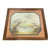 Margie Morrow Framed Bluebirds Print 15.5x18.5