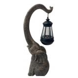 Resin Elephant Garden Statue with Solar Lantern
