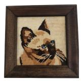 Siamese Cat Needlepoint Artwork, 7' x 7'