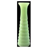 Uranium Glass Ribbed Vase, 6' H