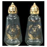 50th Anniversary Glass Salt and Pepper Shakers