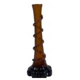 Amber Art Glass Vase with Spiral Trail