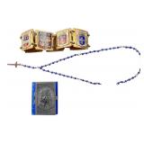 Vintage French Chateaux Enamel Bracelet and Rosary