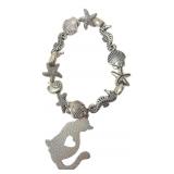 Silver Tone Nautical Charm Stretch Bracelet