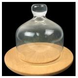 Hand-Blown Glass Cloche with Wood Base