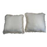Pair of Cream Checkered Decorative Throw Pillows C
