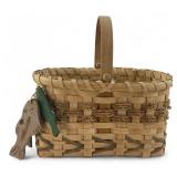 Woven Splint Basket with Wooden Fish Ornaments