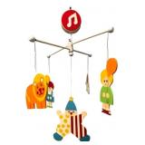 Wooden Nursery Mobile with Painted Figures