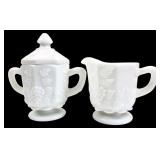 VTG Westmoreland Paneled Grape Milk Glass Set