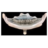 Northwood Ribbed Opalescent Glass Footed Bowl