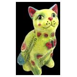 Hand-Painted Earthenware Cat Figurine, 12' H