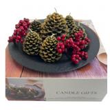 NIB Target Pine Cone Candlescape Set