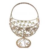 Shabby Chic Painted Metal Pedestal Basket, 17' H