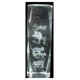 Crystal Glass Paperweight with Laser-Etched Cats