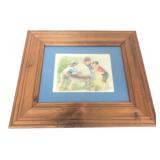 Framed Children at Grindstone Print, 14x12'