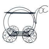 Black Metal Two-Tier Plant Stand Cart