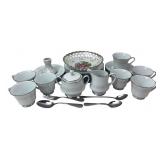 Noritake Porcelain Tea Set with Reticulated Bowl