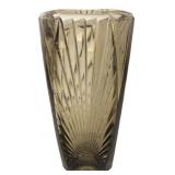 French Art Deco Style Smoked Glass Fan Vase